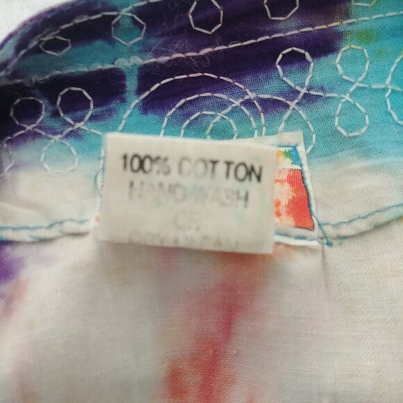 Handmade sturdy 100% cotton approx XL tie dye look embroidered blouse pockets - Picture 11 of 16